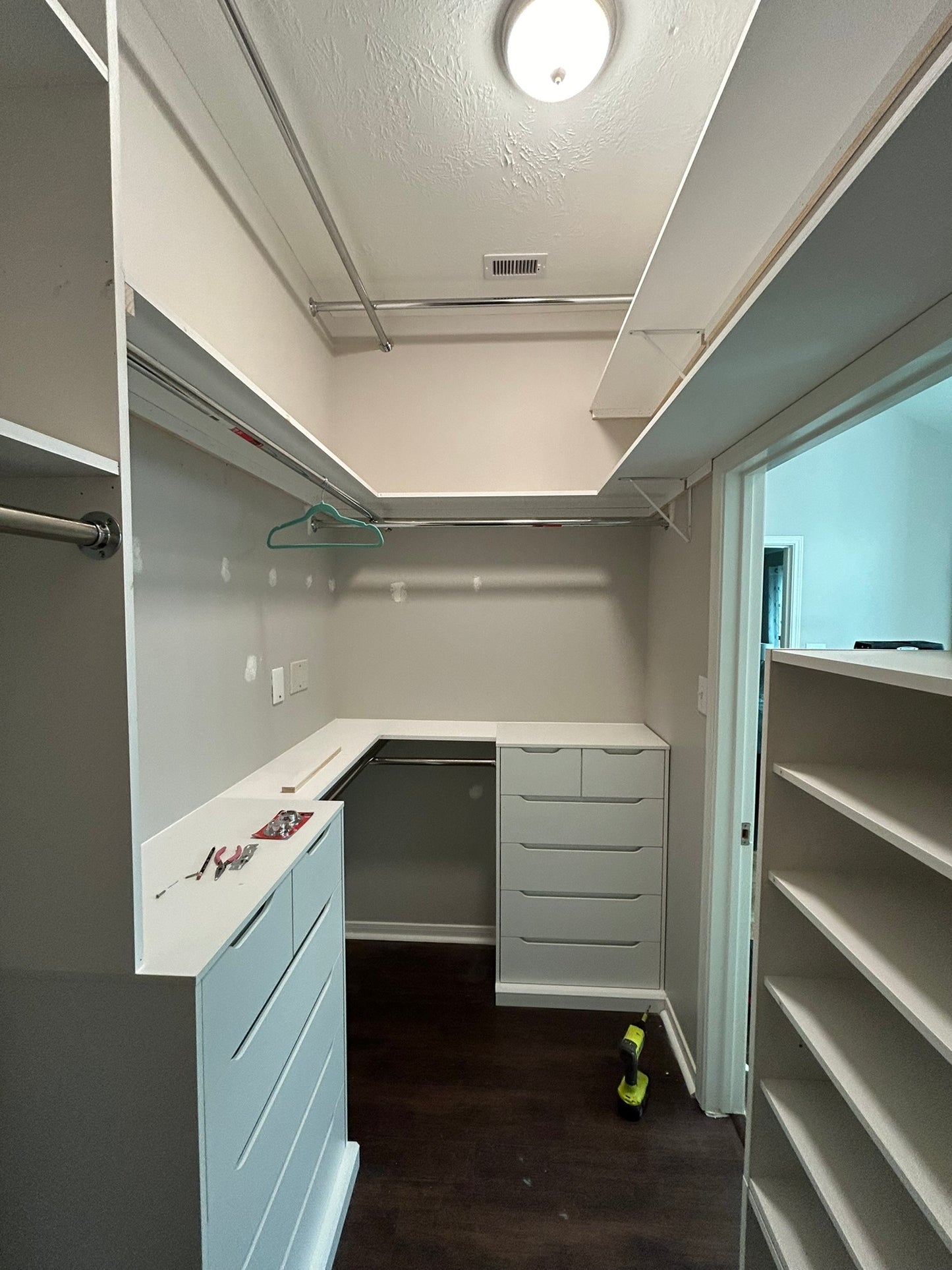 Closet and shelving system installation